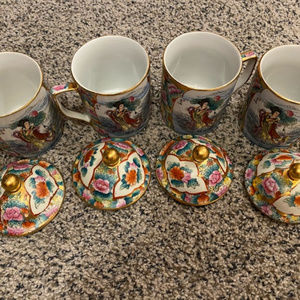 Chinese Style 4-Piece Mugs with Lids